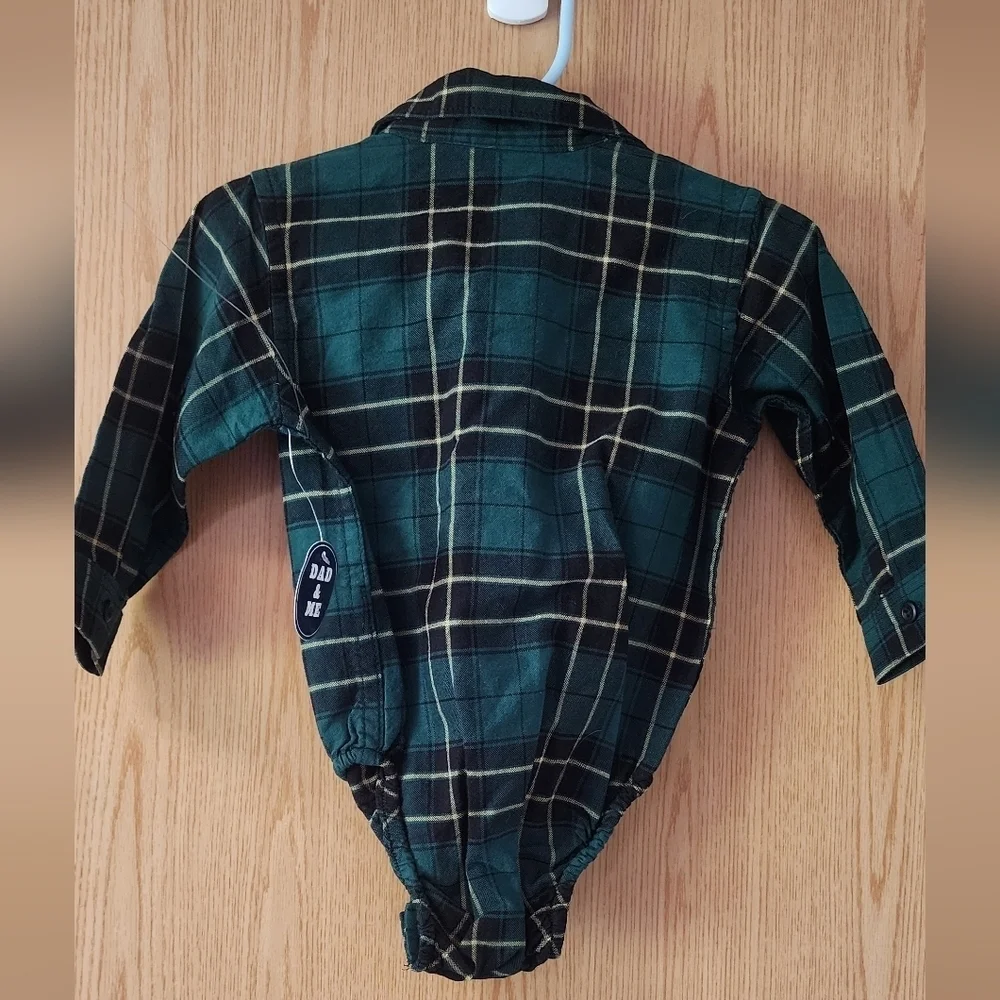 Green Plaid Baby Bodysuit 100% Cotton